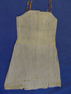 Mini denim dress like new with straps and small front slits
