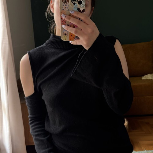Souvenir backless knitted top like new, black, size S