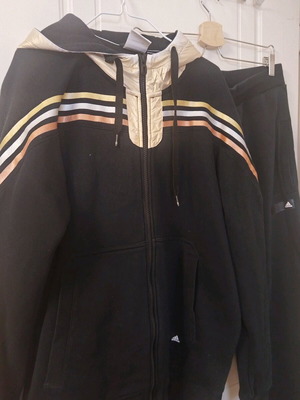 Adidas men's cotton tracksuit used, black-gold, size L