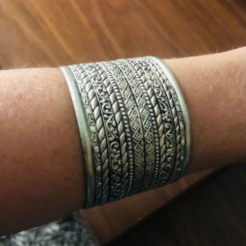 Silver wide boho bracelet