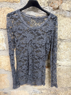 Top one size with lace like new, gray