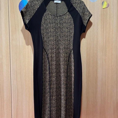 Sarah Lawrence herringbone dress like new, black and beige, size M