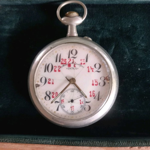 Doxa Swiss pocket watch used, silver, 1905, 70mm