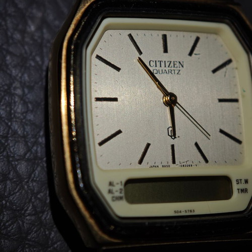 Citizen Vintage 1985 Ana-Digi watch used, gold-plated