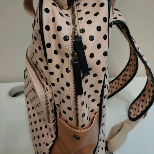 Accessories backpack large size like new with pink and black polka dot design