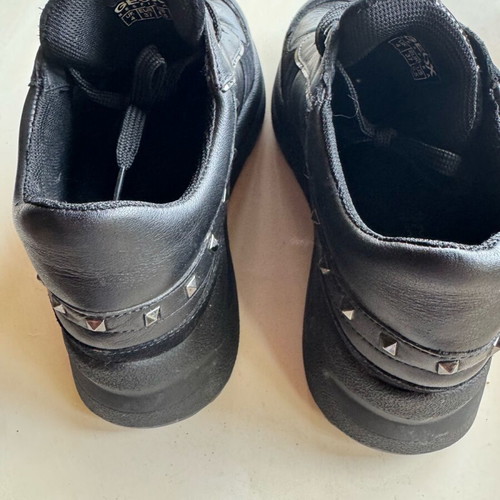 Geox women's sneakers like new, black leather with studs and patent, size 37