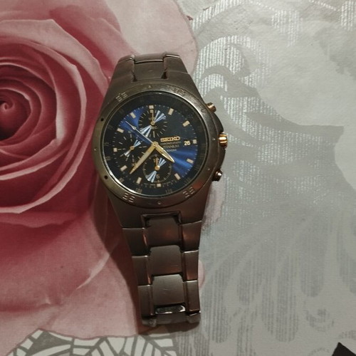 Seiko wristwatch, blue and silver, men's