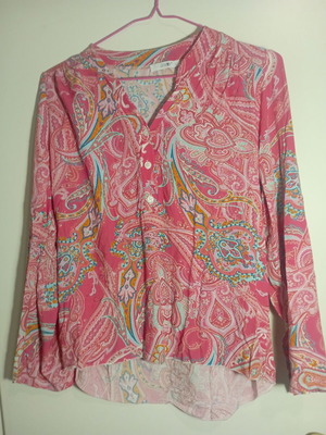 Shirt used, pink with summer paisley pattern, sizes S-M