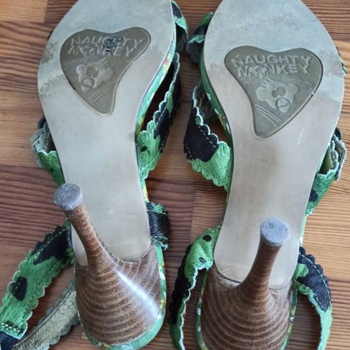 Green sandals used with wooden heel size 38