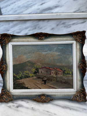 Πίνακας ζωγραφικής στο χέρι με λάδι, κορνίζα, ελληνικής καταγωγής 1982
