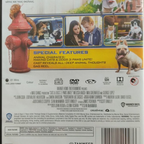 Cats and Dogs 3: Paws Unite DVD like new with subtitles