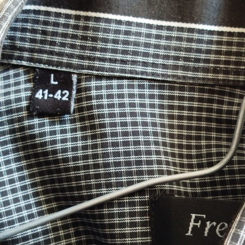 Men's shirt L like new black and white small check pattern