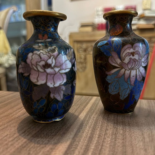 Cloisonné vases set of 2 new