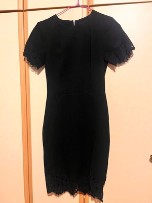 Midi dress black with lace used, size S