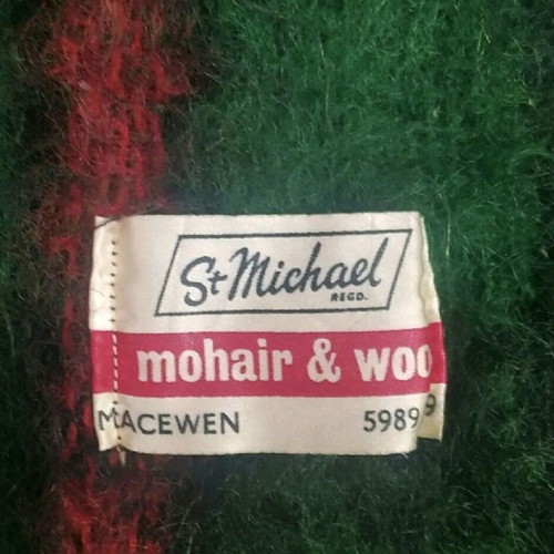 St. Michael vintage wool and mohair scarf like new, red and green