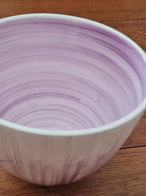 Ceramic handmade bowl and jar set white-lilac, new