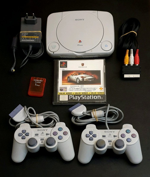 Sony Psone Console Δύο Χειριστήρια Μνήμη και Porsche Challenge Πλήρες