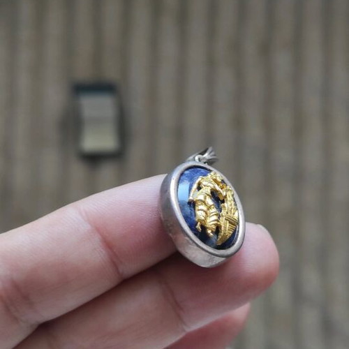 LALAoUNIS pendant like new, silver and gold with lapis lazuli stone