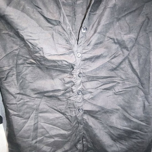 Black linen shirt with chest gathers like new