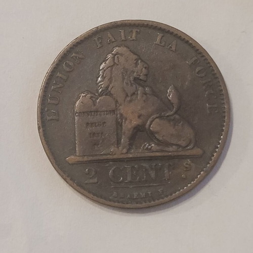 Belgium 2 cents 1874 used