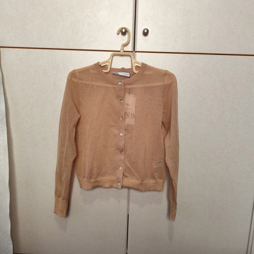 Zara short cardigan new, beige, see through, size S