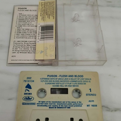 Poison Flesh & Blood 1990 cassette tape