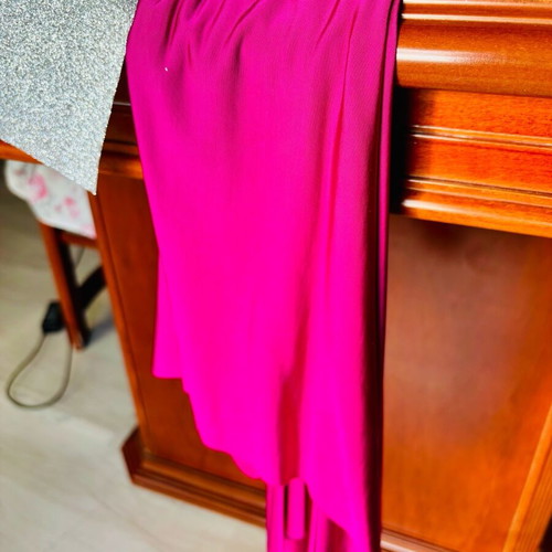 Fuchsia evening dress Mischalis like new, midi with crystals