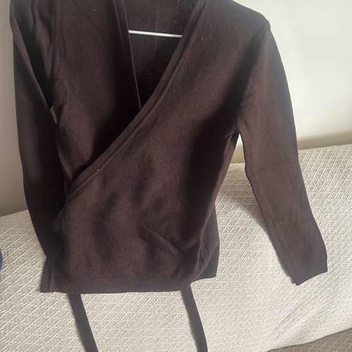 Benetton wool cardigan used, brown, wrap style