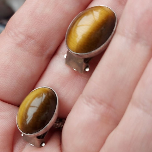 Vintage jewelry set with tiger's eye used, Israel sterling