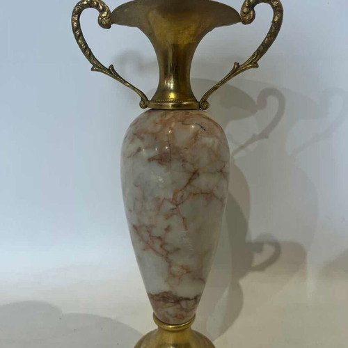 Vintage decorative amphora made of onyx and alabaster used