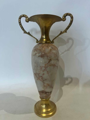 Vintage decorative amphora made of onyx and alabaster used