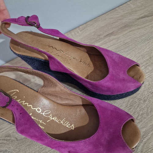 Gaimo purple leather and suede wedge espadrilles sandals size 38 like new
