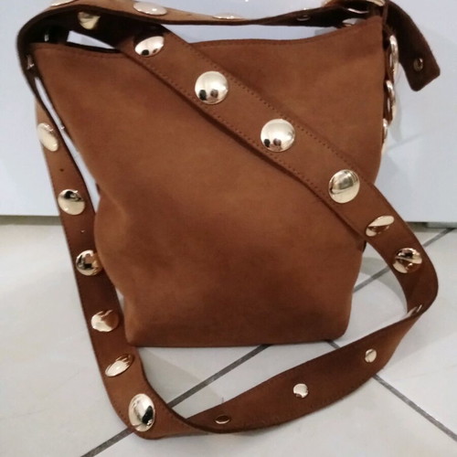 Stradivarius women's crossbody suede bag brown like new