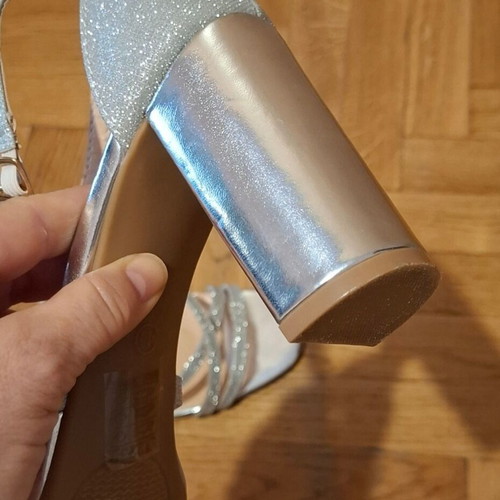 Silver sandals like new, size 40, 9 cm heel