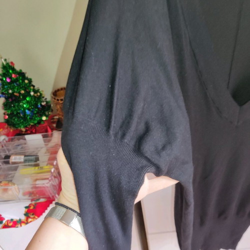 Long-sleeve elastic blouse used, black, size M