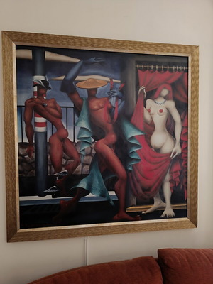 Bizart oil print faithful copy of Orpheus and Eurydice by Nikos Engonopoulos