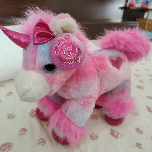 Keel Toys plush unicorn new, pink Glitter Gems series