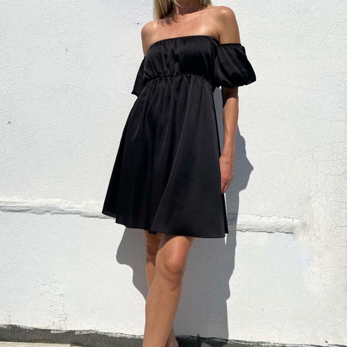 Satin dress, size S, black