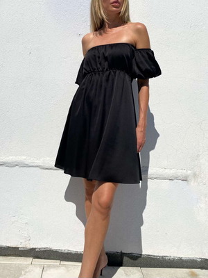 Satin dress, size S, black