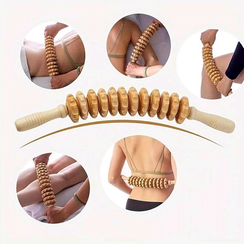 Wooden body massager with 12 rollers new