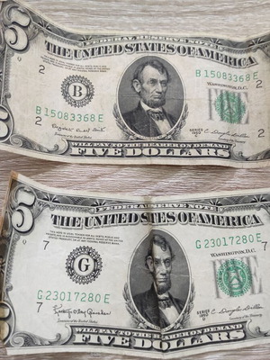 5 dollars 1950 series C and D used