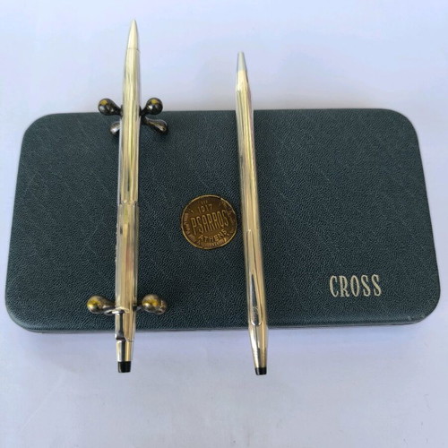 Cross Sterling Silver Century pen and Caran d'Ache Madison silver-plated mechanical pencil used
