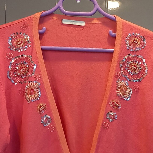 Marks & Spencer cardigan used, red with embroidery, size 20