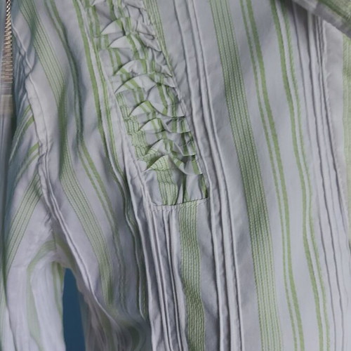 Miss Etam women's shirt like new, green striped, sizes L to XXL