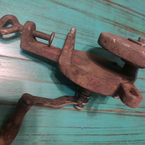 Old hand-operated grinding wheel used