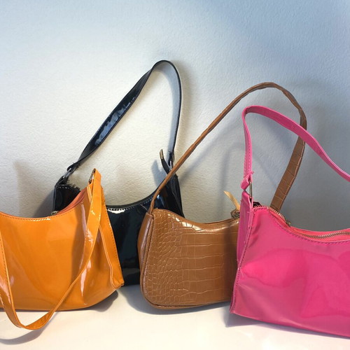 Shein shoulder bags, set of four, black, brown, fuchsia and orange