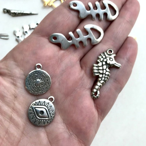 Metal jewelry elements silver and gold tone pack of 50 like new