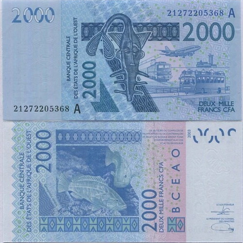 2000 Francs CFA banknote Côte d'Ivoire BCEAO 2003