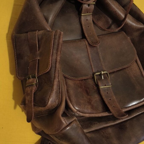 Kouros Leather Backpack like new, large brown 45x40x22 cm