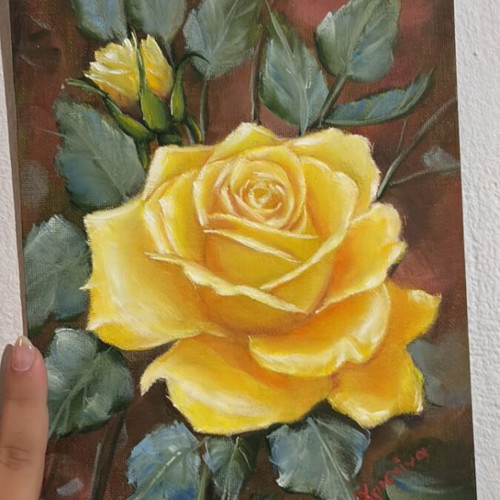 Handmade oil painting on cardboard